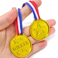 Set 12 buc medalie aurie, pentru evenimente scolare, concursuri tematice sau competitii sportive