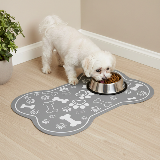 Covoras tip suport bol hrana animale de companie, 60x40 cm, textil cauciucat