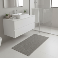 Covor tip mocheta, gri, 110x45 cm, pentru hol, bucatarie, living, intrare sau alte spatii interioare