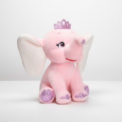 Elefant de plus cu coronita, roz, 21 cm