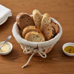 Cos paine, din rachita, husa din bumbac detasabila, 18x8 cm Cos paine, din rachita, husa din bumbac detasabila, 18x8 cm