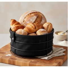 Cos paine rotund cu baza metalica si husa textila, Ø22x12 cm