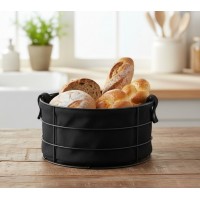 Cos paine rotund cu baza metalica si husa textila, Ø22x12 cm