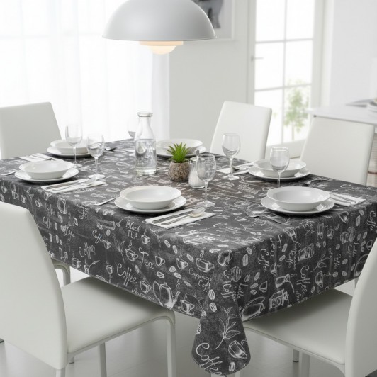 Fata de masa, gri, textil plastifiat, 180x140 cm