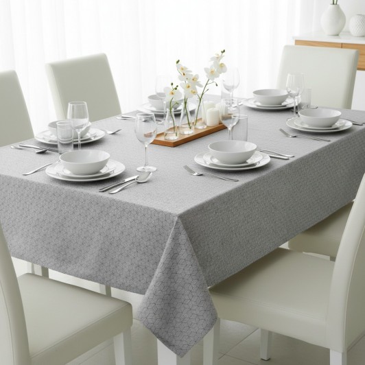 Fata de masa, gri, bumbac / poliester, 180x140 cm