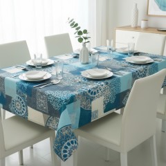 Fata de masa, material textil, bumbac/poliester, 180x140 cm, turcoaz, stil oriental, model mandala Fata de masa, material textil, bumbac/poliester, 180x140 cm, turcoaz, stil oriental, model mandala