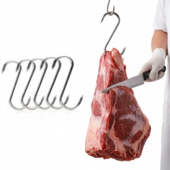 Set 5 buc carlig din inox pentru macelarie, manipulare, afumare carne, 13x5 cm, varfuri ascutite Set 5 buc carlig din inox pentru macelarie, manipulare, afumare carne, 13x5 cm, varfuri ascutite