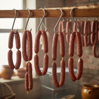 Set 5 buc carlig din inox pentru macelarie, manipulare, afumare carne, 13x5 cm, varfuri ascutite