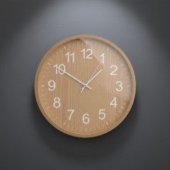 Ceas decorativ de perete, aspect modern, Ø 40 cm, bej, pentru living, bucatarie, birou sau dormitor