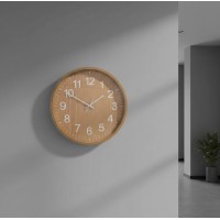 Ceas decorativ de perete, aspect modern, Ø 40 cm, bej, pentru living, bucatarie, birou sau dormitor