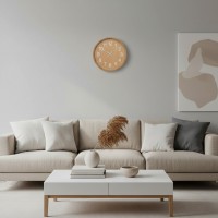 Ceas decorativ de perete, aspect modern, Ø 40 cm, bej, pentru living, bucatarie, birou sau dormitor