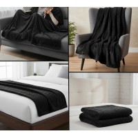 Patura moale si catifelata, tip cuvertura, neagra, 160x130 cm, tip reliefat, confortabila, eleganta