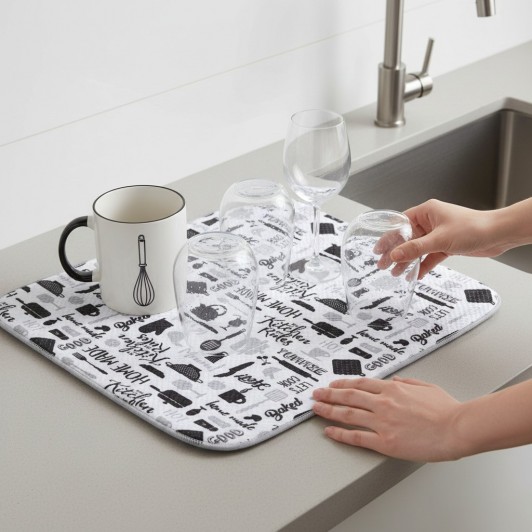 Uscator absorbant textil de bucatarie pentru uscare pahare si vase, 50 cm