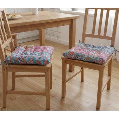 Set 2 buc perna decorativa pentru scaun, reversibila, multicolora, 40x40x7 cm, model floral abstract