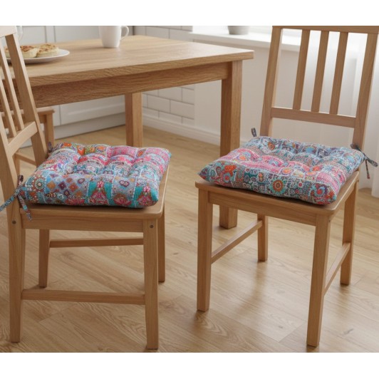 Set 2 buc perna decorativa pentru scaun, reversibila, multicolora, 40x40x7 cm, model floral abstract Set 2 buc perna decorativa pentru scaun, reversibila, multicolora, 40x40x7 cm, model floral abstract