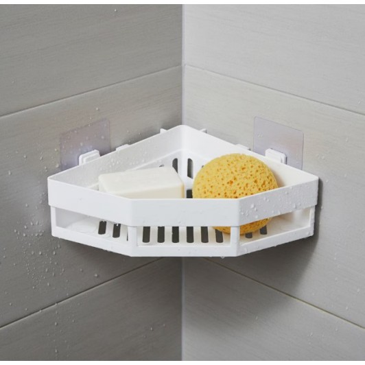 Raft de baie tip coltar, montare pe baze autoadezive, 27x19x6 cm Raft de baie tip coltar, montare pe baze autoadezive, 27x19x6 cm