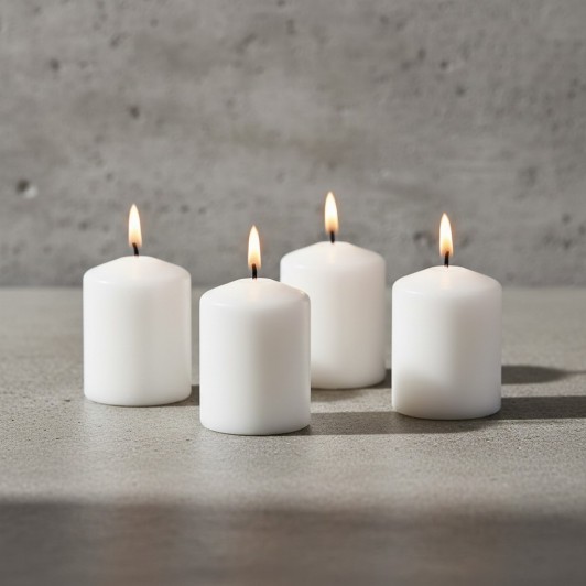 Set 4 lumanari bloc neparfumate, Ø6 cm, inaltime 8 cm