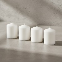 Set 4 lumanari bloc neparfumate, Ø6 cm, inaltime 8 cm