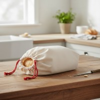 Saculet din bumbac, pentru paine, legume si seminte, 3.3 Litri