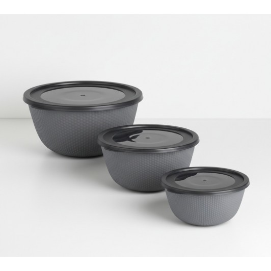 Set 3 boluri din plastic, capac etans, 0.5/1/2 Litri, pentru depozitarea si servirea alimentelor Set 3 boluri din plastic, capac etans, 0.5/1/2 Litri, pentru depozitarea si servirea alimentelor