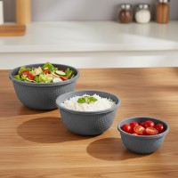 Set 3 boluri din plastic, capac etans, 0.5/1/2 Litri, pentru depozitarea si servirea alimentelor Set 3 boluri din plastic, capac etans, 0.5/1/2 Litri, pentru depozitarea si servirea alimentelor