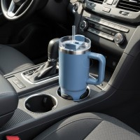 Termos modern, tip pahar cu pai, otel inoxidabil, 900 ml, Ø9x24 cm, maner lat, capac etans cu filet