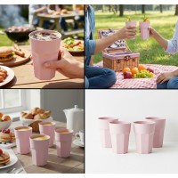 Set 4 pahare din plastic dur, reutilizabile, roz pal, 480 ml, pentru apa, suc, ceai sau cocktail