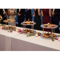 Etajera rodunda din inox, 2 niveluri, Ø26xH16 cm, organizare bucatarie, mese festive sau evenimente