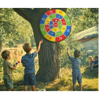 Set de darts cu 3 mingi cu scai, diametrul 37 cm, pliabil si portabil