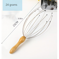 Aparat de masaj manual, tip perie, cu maner din lemn, lungime 23 cm