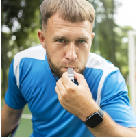 Set 2 buc fluier metalic cu snur negru, pentru antrenamente sportive sau activitati scolare