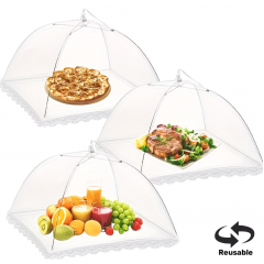 Set 3 umbrele protectie alimente, pliabile, protejeaza alimentele de muste si insecte, 60x40x40 cm