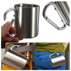 Cana portabila, metalica, maner practic tip carlig carabinier, pentru drumetii, camping sau pescuit