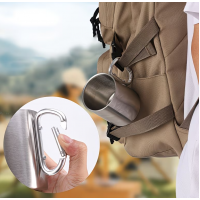 Cana portabila, metalica, maner practic tip carlig carabinier, pentru drumetii, camping sau pescuit