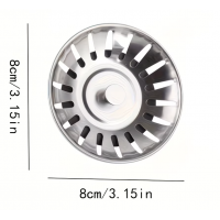 Strecuratoare tip sita pentru chiuveta sau lavoar, otel inoxidabil, pentru bucatarie sau baie, Ø8 cm
