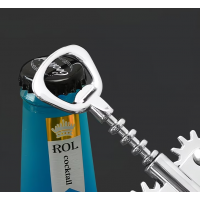 Tirbuson din aliaj de zinc, multifunctional cu 2 capete, pentru sticle de vin si bere