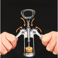 Tirbuson din aliaj de zinc, multifunctional cu 2 capete, pentru sticle de vin si bere