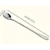 Set 3 buc lingurita lunga, inox, 20 cm, pentru cocktailuri, desert sau bauturi in pahare inalte