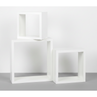 Set 3 cuburi din MDF, albe, moderne, decorative si practice, feronerie fixare inclusa