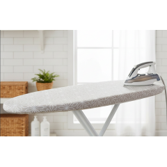 Husa pentru masa de calcat rufe, bumbac, 130x45, alb/bej cu model floral