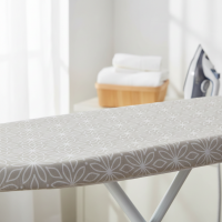 Husa pentru masa de calcat rufe, bumbac, 130x45, alb/bej cu model floral