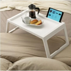 Tava tip masuta alba, picioare pliante, pentru laptop sau servire mic-dejun, 56x36x26 cm