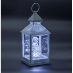 Felinar LED, alb, model cu Ingeras, 10x10x24 cm