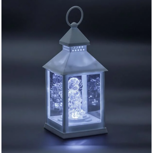 Felinar LED, alb, model cu Ingeras, 10x10x24 cm