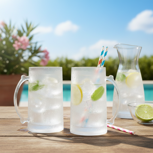 Set 2 halbe, pentru congelator, pereti dublii cu lichid, mentin bautura rece, 450 ml
