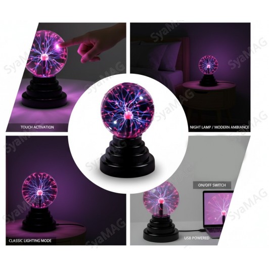 Sfera LED, efect 3D electric, activare clasica buton sau prin atingere sfera, USB sau 4 beterii AAA