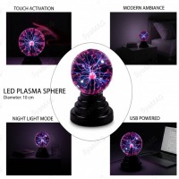 Sfera LED, efect 3D electric, activare clasica buton sau prin atingere sfera, USB sau 4 beterii AAA