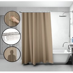 Perdea de dus cu 12 inele plastic incluse, 180x200 cm, taupe