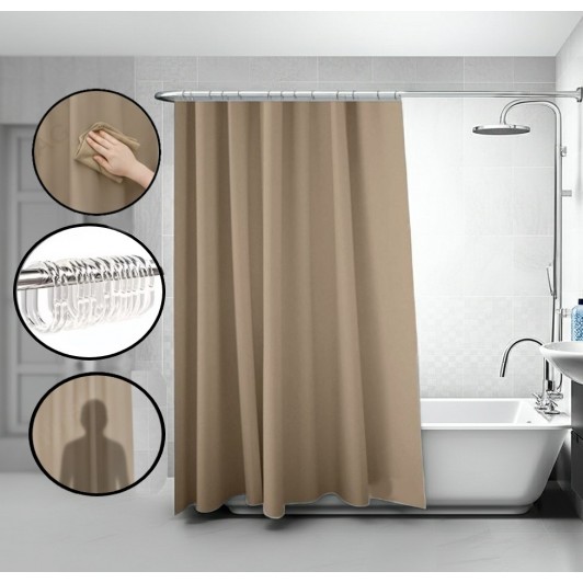 Perdea de dus cu 12 inele plastic incluse, 180x200 cm, taupe Perdea de dus cu 12 inele plastic incluse, 180x200 cm, taupe