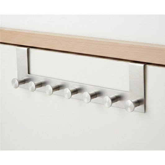 Cuier INOX, pentru usa, 7 carlige rotunde, 40 cm